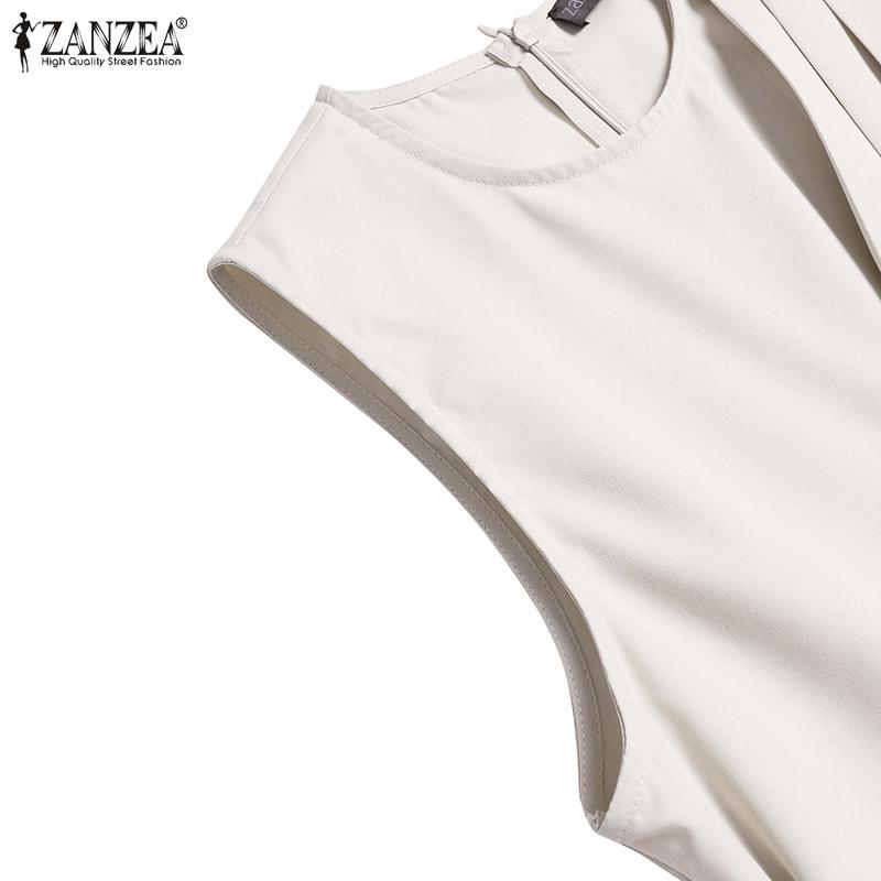 ZANZEA Womens Casual O-neck Summer Sleeveless Dress