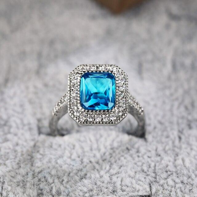 

Великолепные небесно-голубые квадратные кольца с фианитами для женщин, блестящие аксессуары для свадебной вечеринки, элегантное женское кольцо, ювелирные изделия высокого качества 8