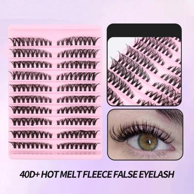 Extension de Cils Œil Gauche+Droit Effet Œil de Chat/Renard Cils en Grappes Simples 3D Effet Naturel Vaporeux Extensions de Cils Segmentées DIY