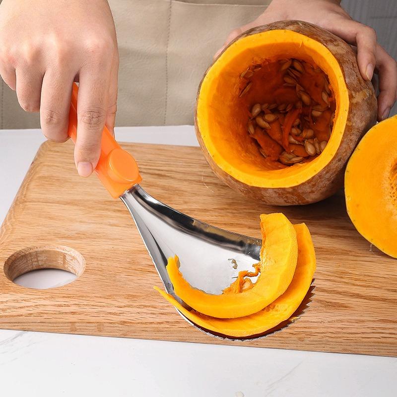 Kürbis-Löffel aus Edelstahl, manueller Beutel-Ausgräber Kernentferner, Melonen-Löffel Fruchtfleisch-Separator, Multifunktions-Fruchtpflücker