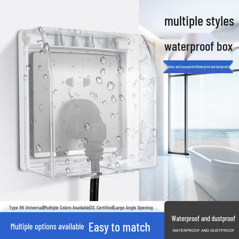 86 Type Transparent Self-Adhesive Waterproof Socket Cover for Bathroom Switches