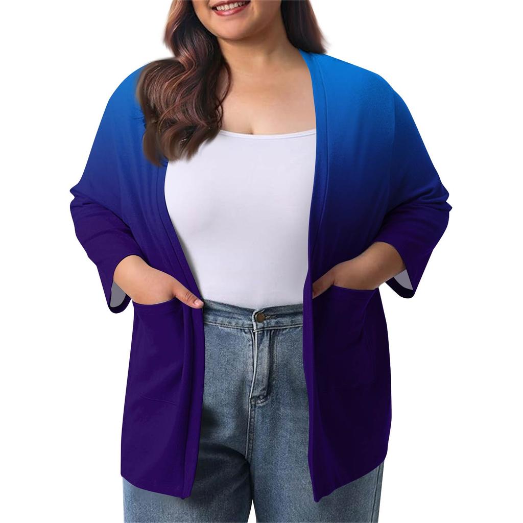 Women's Fall And Winter Fashion Casual Soild 3/4 Sleeve Mid-Length Cardigan Jacket