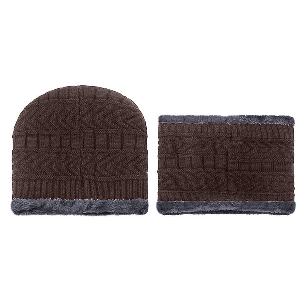 Winter Warm Fleece-Lined Thick Hat, Scarf, Neck Warmer Set ( Color 2-Piece Set)