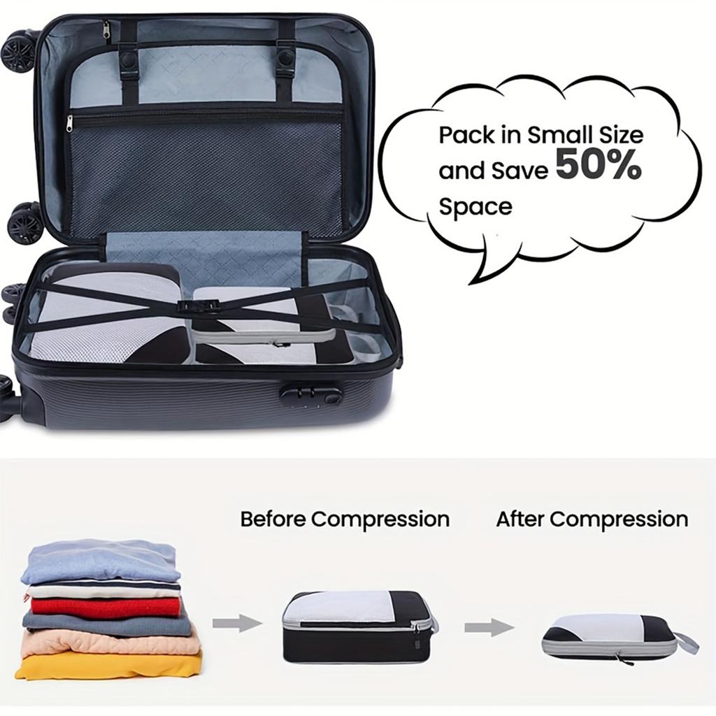 4pcs Travel Luggage Compression Bags, Lightweight Versatile Clothes Organizers, Lightweight Expandable Versatile Dustproof Bags