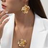Fashionable exaggerated flower pendant necklace earrings women's set