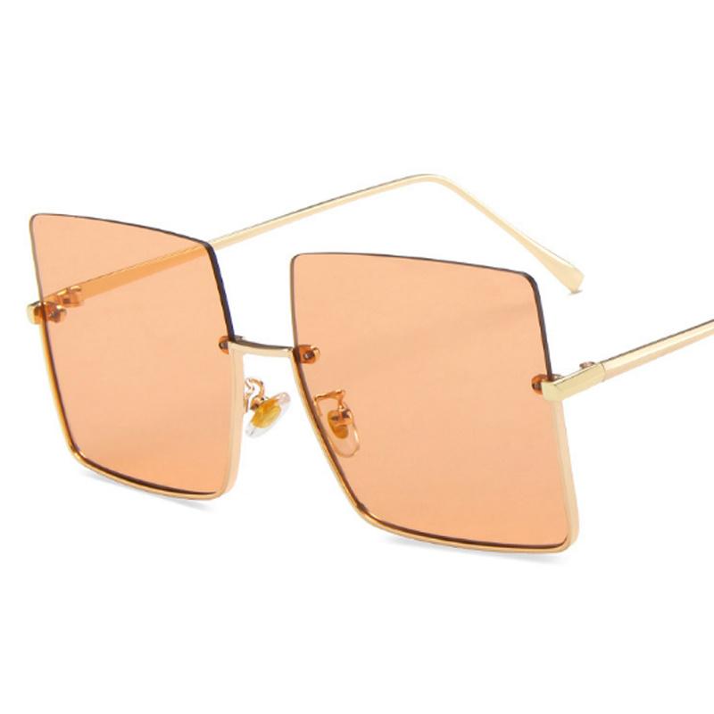 Luxury Designer Square Sunglasses Women Vintage Retro Oversized Sun Glasses Big Frame Metal Oculos De Sol Fashion