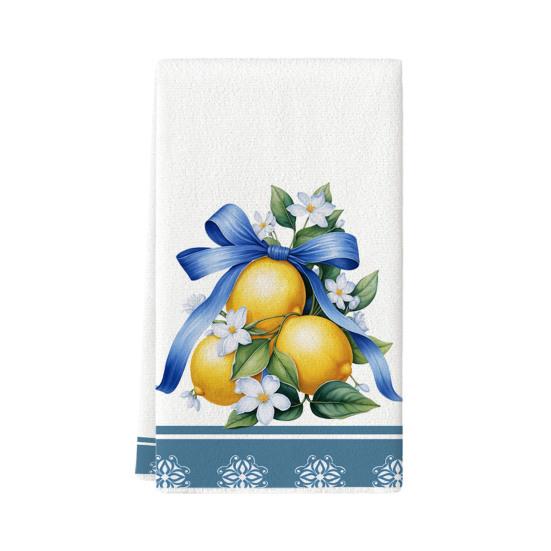 Citron kökshandduk Mikrofiber Absorberande disktrasa Lantlig diskduk Handduk för kök badrum Kustfestinredning
