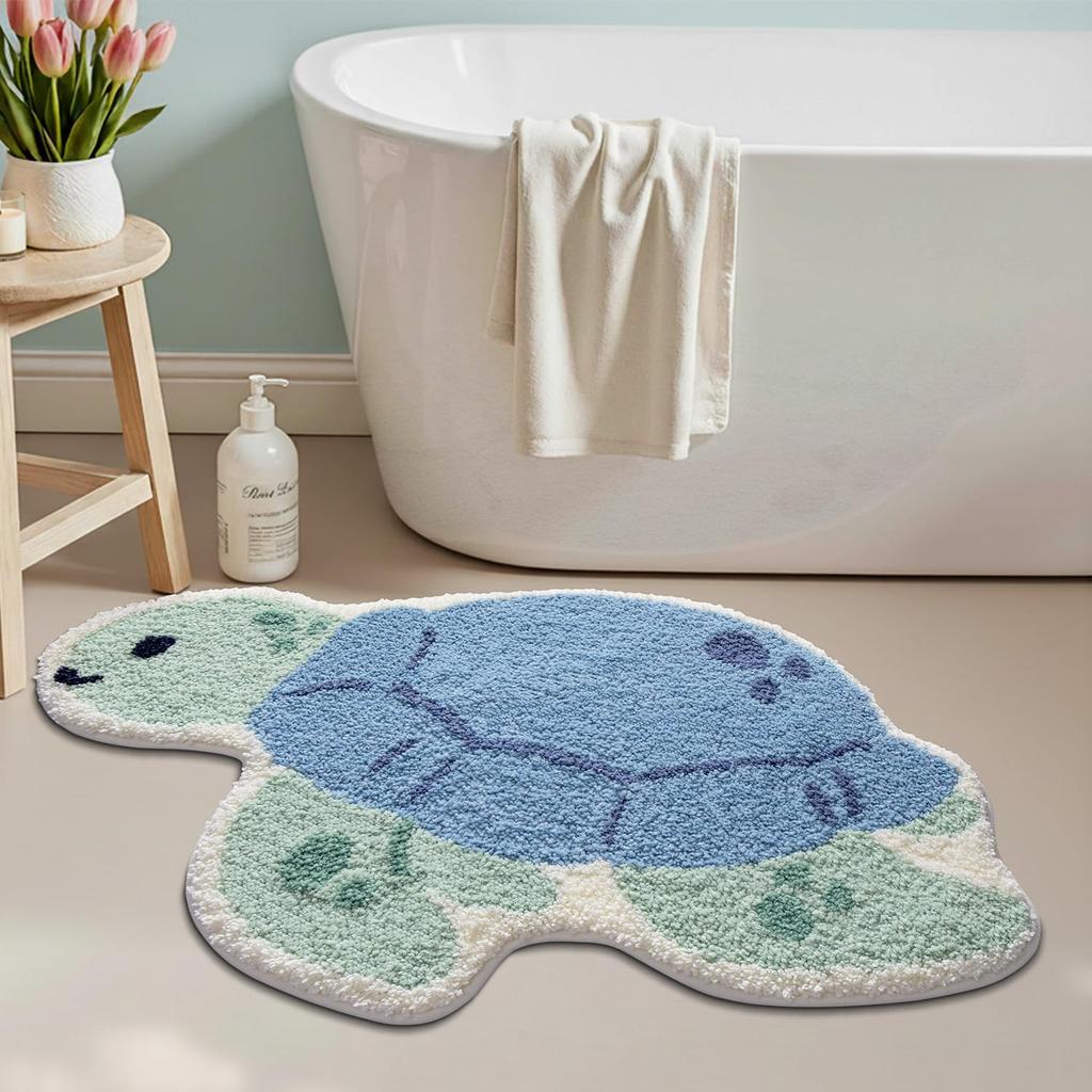 VIKAMA Cartoon Turtle Imitation Cashmere Rug Soft Children's Bedroom Floor Mat Non-Slip Bathroom Foot Mat Home Decor