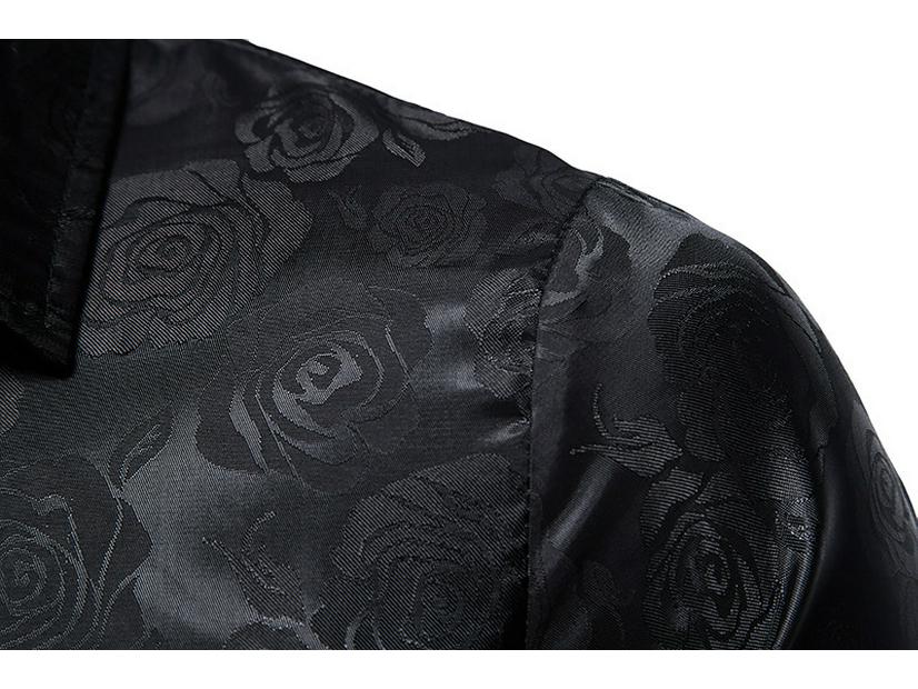 Men's Fashion Rose Print Long Sleeve Slim Fit Shirt – Autumn 2021 Collection