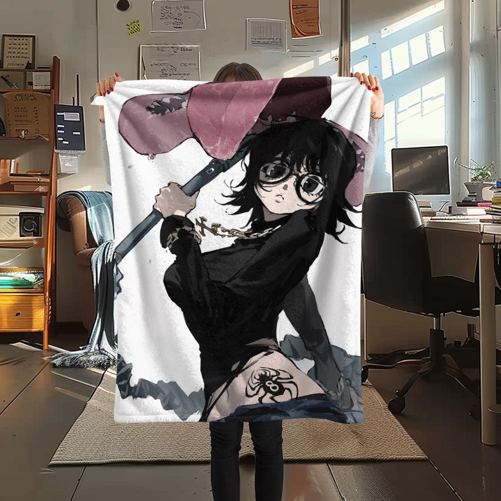 1PC Shizuku Murasaki Print Flannel Blanket, High quality Comfortable for All Seasons, Home Decor, Warmth and Comfort, Perfect for Christmas Gifts156
