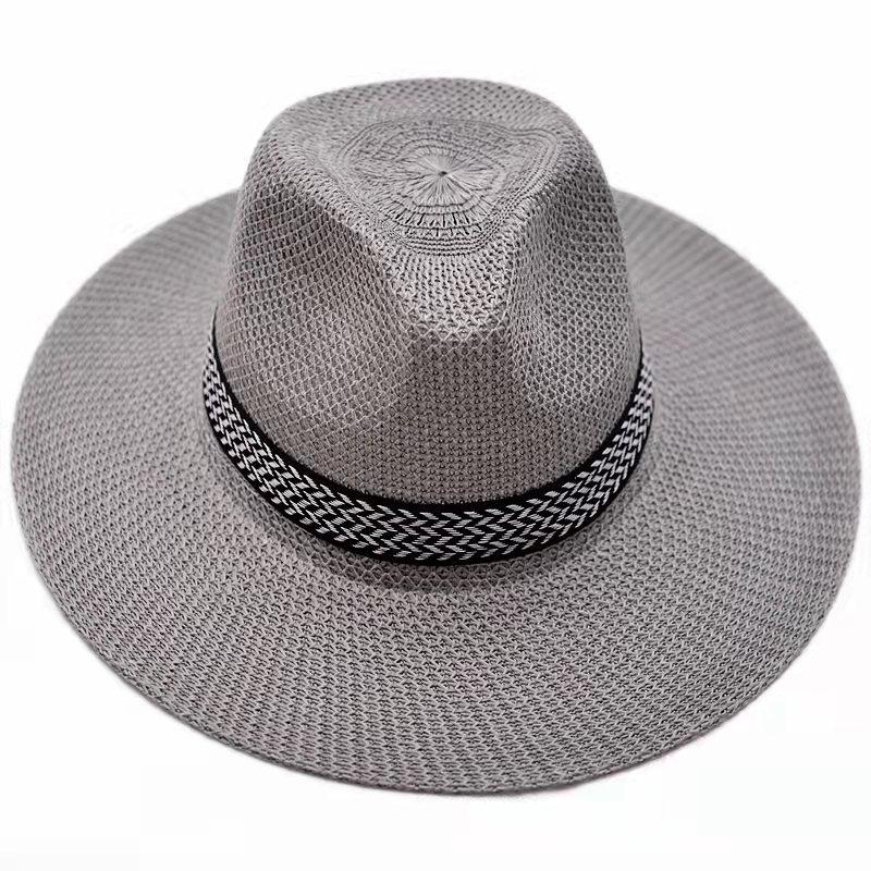 Spring and Summer Outdoor Men's Sunscreen Bamboo Braided Big Edge Hat Sun Hat Beach Hat Men's Straw Hat Western Cowboy Hat Gift
