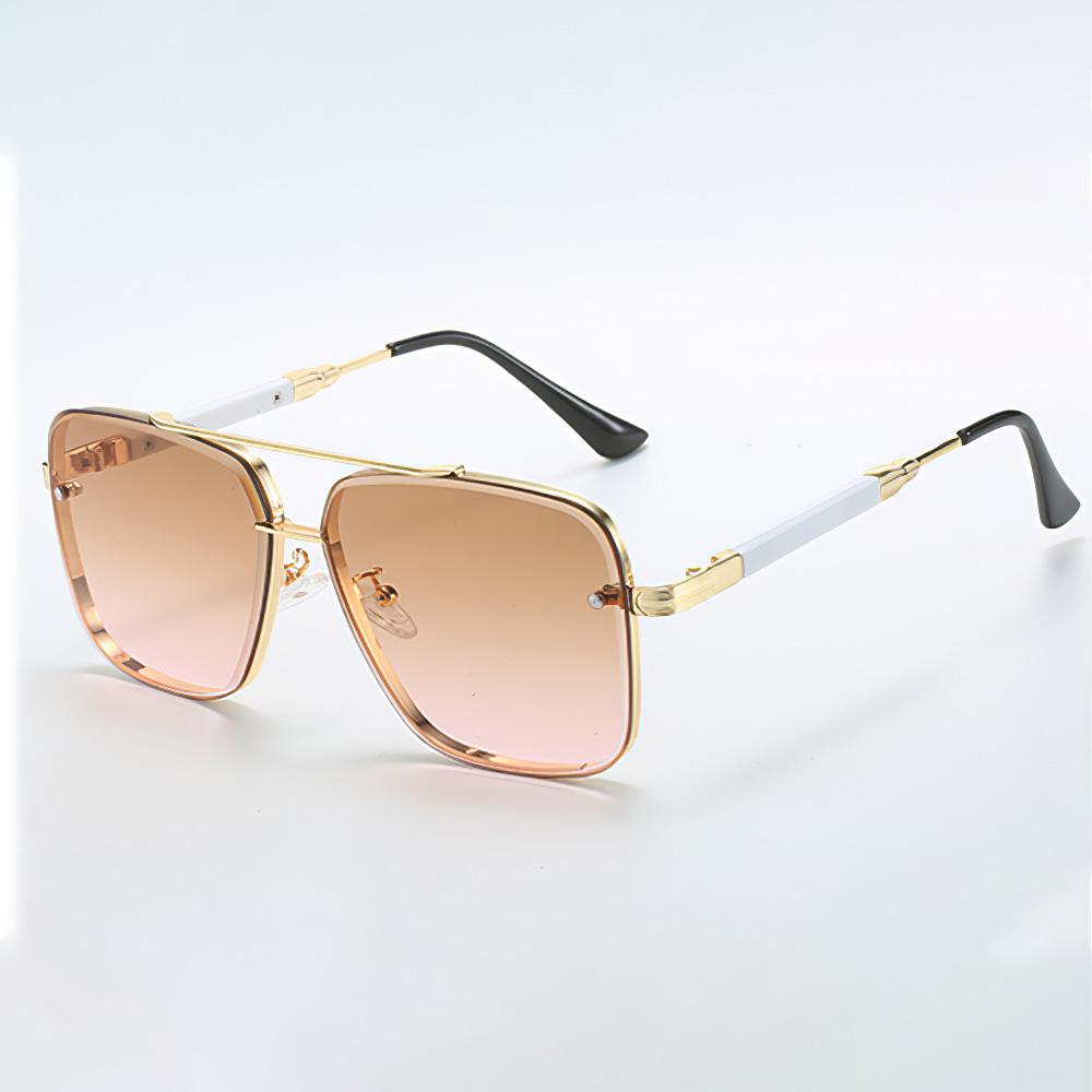 New In Vintage Sunglasses For Women Modern Fashionable Square Golden Edged Purple Gradient Lens Glasses Sun Glasses Gift