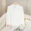 2024 Women's Retro Jacquard Frog Button Long Sleeve Shirt with Stand Collar