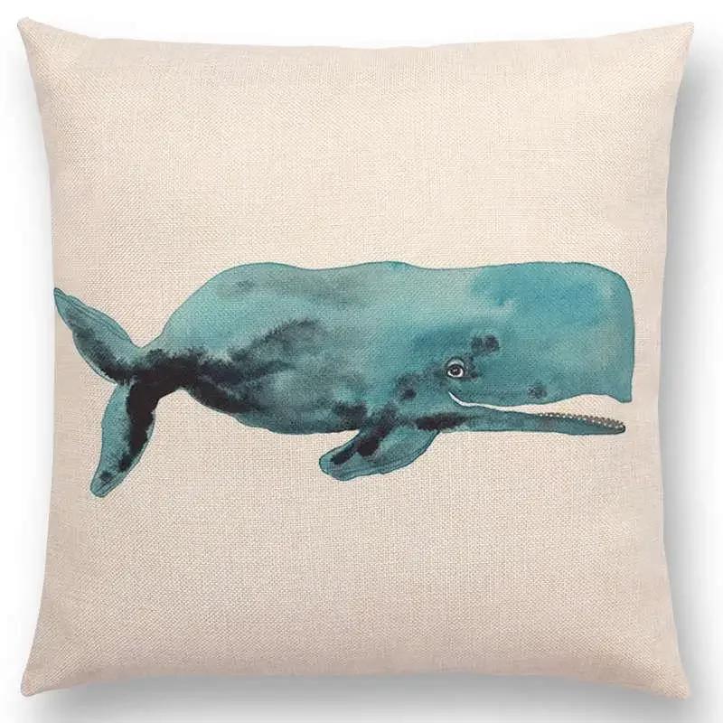 Newest Fashion Nordic Style Whale Cushion Cover Ocean Whales Home Pillow Case   Pillows Covers