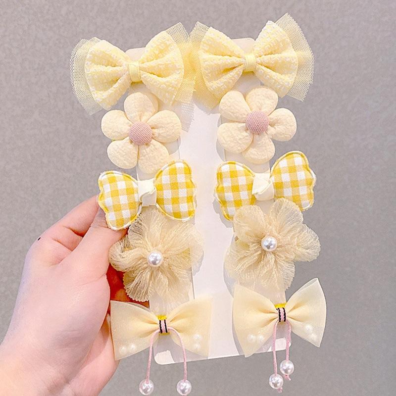 

10pcs New Princess Super Fairy Bow Hair Clip Fabric Flower Hair Clip Children s Hair Accessories BB Clip Girls Hairband Clip