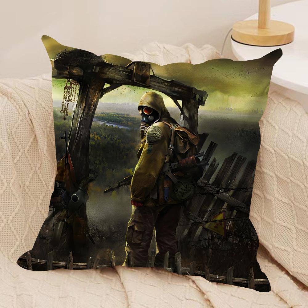 S-Stalker 2 Cool Game Cushion Cover Silky Short Plush Invisible Zipper Dustproof Sofa Pillow Case For Home Decor