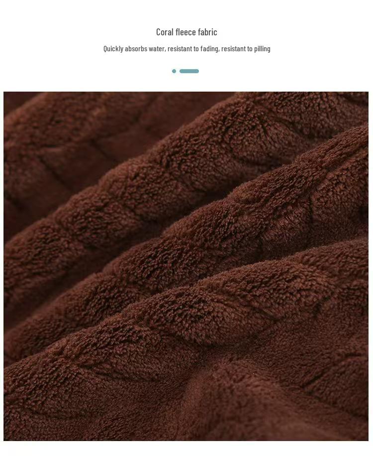 Temu Coral Fleece Bath Towel Set - Wheat Ear Style, Large Towels