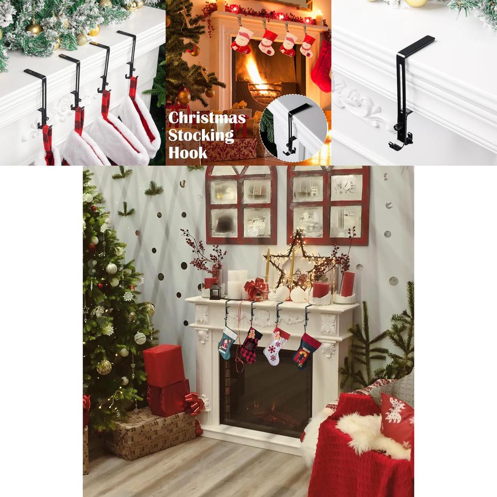 Wieszak na skarpety świąteczne z regulowanymi antypoślizgowymi metalowymi haczykami do dekoracji kominka