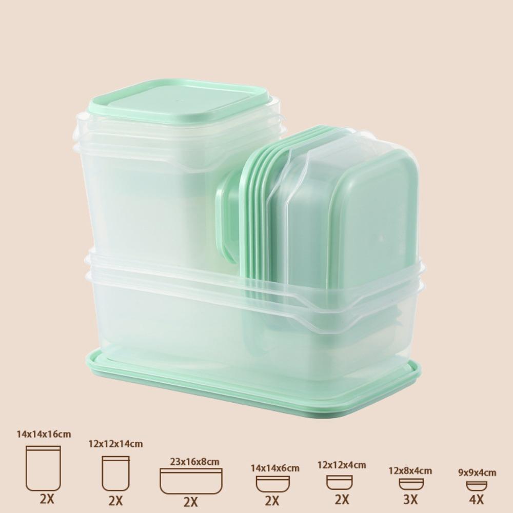 

17Pcs/Set with Lid Food Storage Box Plastic Airtight Container Fresh Keeping Box Refrigerator светло-зеленый