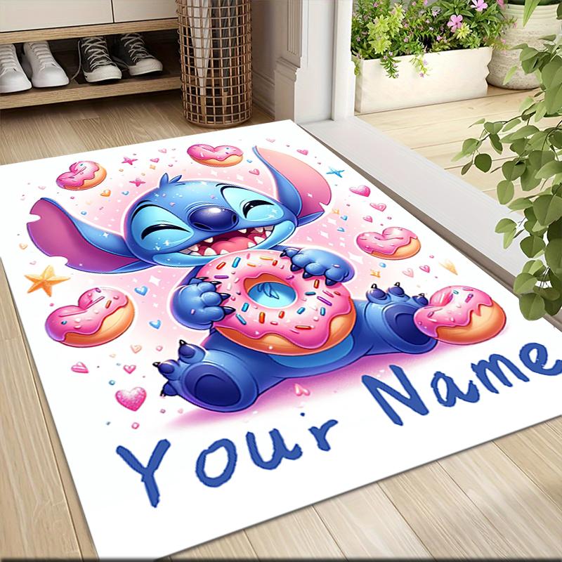 Custom Name Stitch's Sweet Delight Carpet Rug Customizable Soft Washable Anti-Slip Home Living Room Sofa Mats Personalized Rug. 0909366