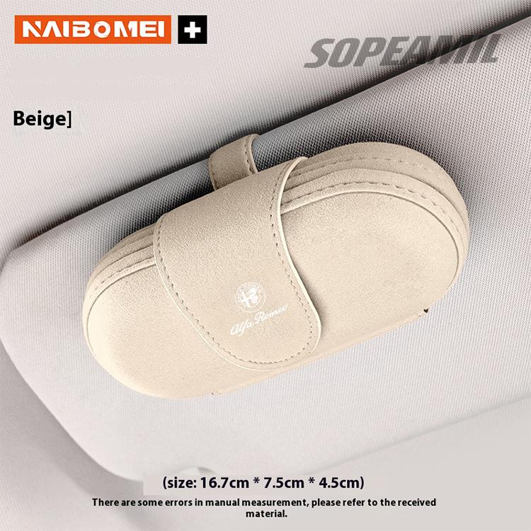 Car Suede Sunglasses Storage Box Visor Glasses Clip Alfa Romeo GT 147 156 159 Giulia Tonale Stelvio Giulietta Mito Milano Gloria wnp522