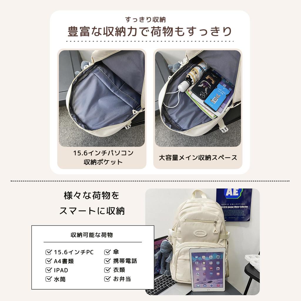 Large Popular Korean High School Girl Adult Fits Black Large Pockets [HeiDiga] Women's Backpack, Capacity, Style, Backpack, Waterproof, Lightweight,