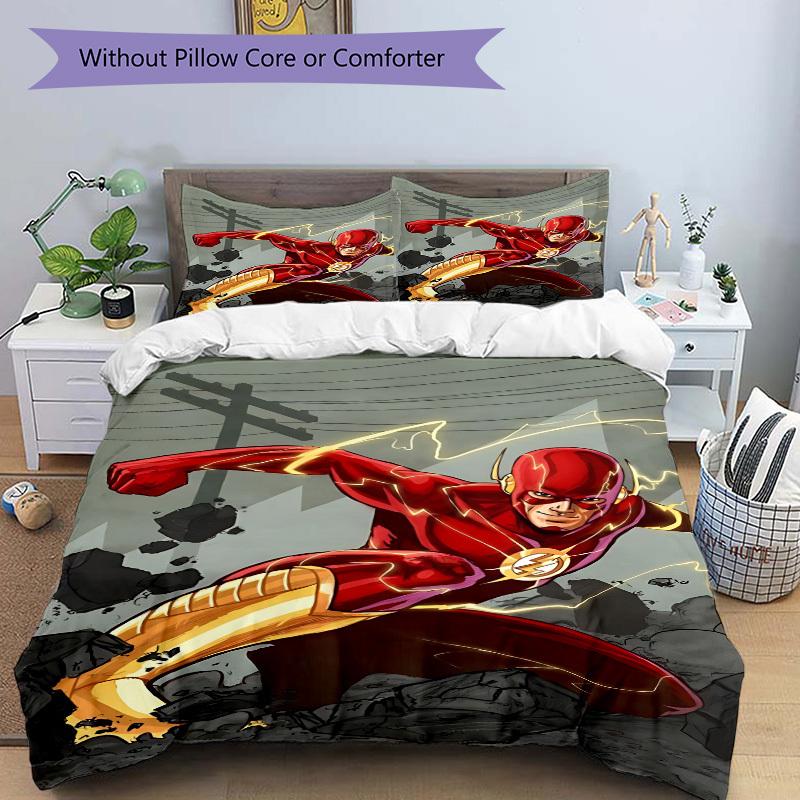 3pcs Flash Superhero Cover Set,Soft Comfortable Duvet Cover,Guest Room (1*Duvet Cover + 2*Pillowcases, Without Core) Yy251024086