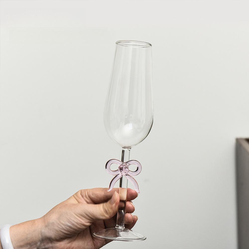 Creative Bow Champagne Glass Elegant Highball Cocktail Cup Vintage Sweet Wine Glass for Home
