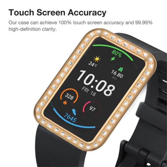 Protective Shell Rhinestone Inlaid Full Protective PC Smartwatch Protective Case for HUAWEI Watch Fit