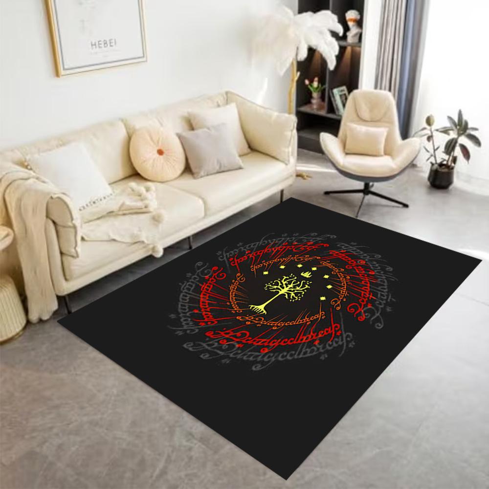 Lord Rings Symbol Carpet Design for Hallway Balcony Entryway Playrooms Antislip Carpet Office Home Decor Wedding Party Gift