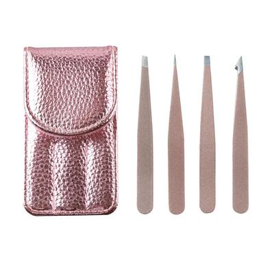 4 teile/satz Edelstahl Augenbrauen Pinzette Punkt Spitze/Schräg Spitze/Flache Spitze Haar Entfernung Make-Up-Tool Kits Mit Tasche
