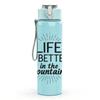 1PC Life Is Better In The Mountains Letter 750ml Color Plastic Sports Water Bottle Leakproof Flip Straw Lid Suitable for Sports Office Home Use