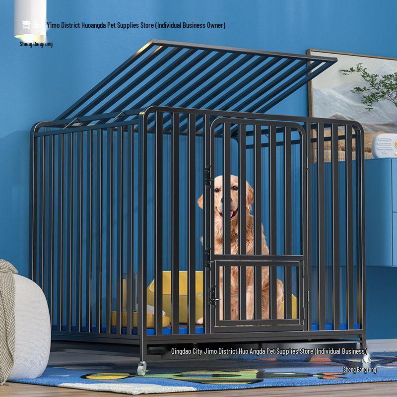 Large & Medium Breed Dog Cage with Toilet Separation for Indoor/Outdoor Use - Suitable for Golden Retrievers, Labradors, and More