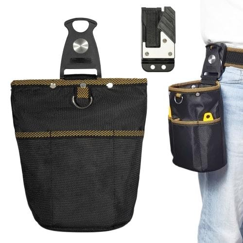 aninako Waist Pouch, Nail Pouch, 2-Tier, Spring-Locked Closure, Detachable Tool Holder, Easy To Attach and Remove, Belt-Attachable, High-Density Nylon