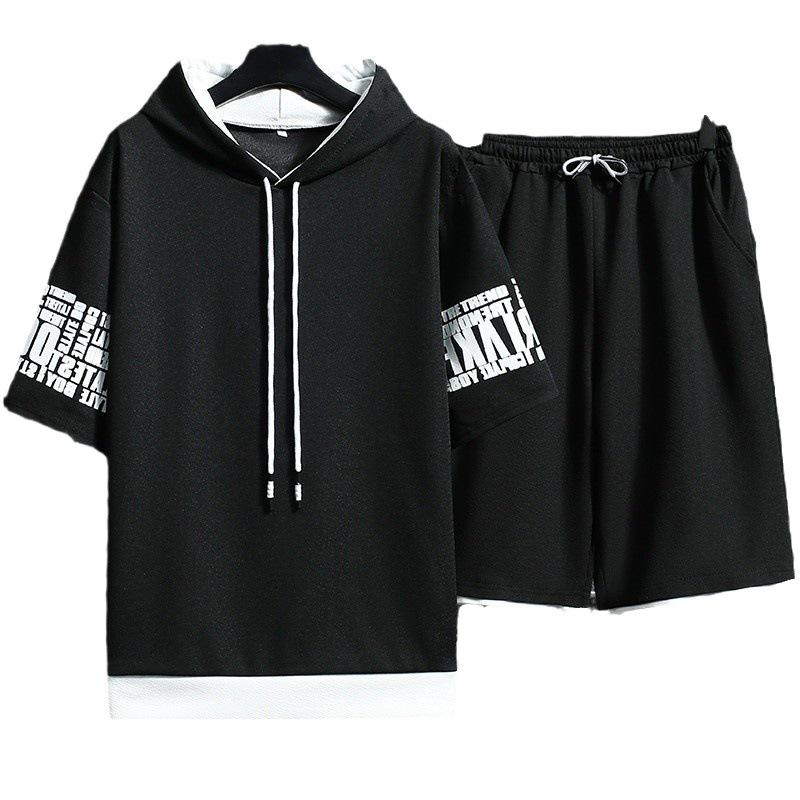 Men's Lightweight Summer Sports Set: Casual Short-Sleeve Hoodie & Pants