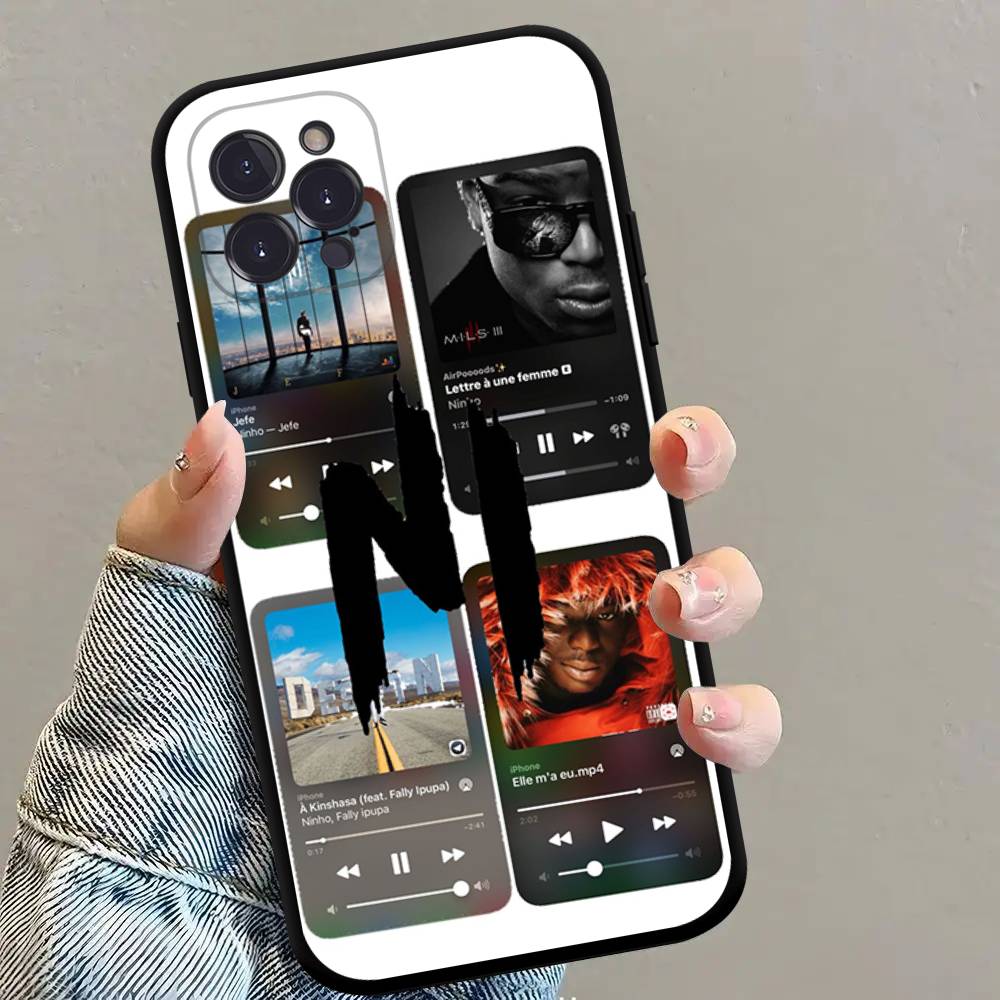 

Rapper N-Ninho NI Square Matte Silicone Case For Iphone17 Air 16 15 14 13 12 11 Pro Max Plus Matte Basic Cover Case iPhone 12pro max