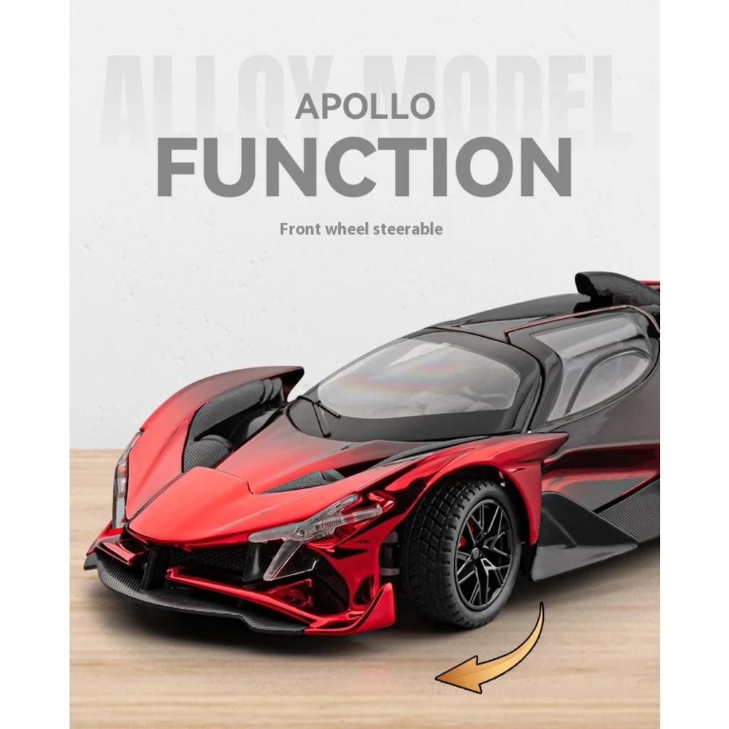 1/24 Scale Alloy Apollo EVO Electroplating Supercar Model Collection Ornament Simulation Apollo EVO Toy Car Model Suitable for Boys Birthday Gift