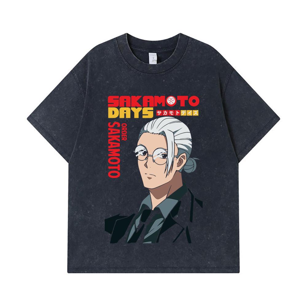 275 GSM Washed T-shirts 100% Cotton Sakamoto Days V7 Taro Print Unisex Heavy Cotton T Shirt
