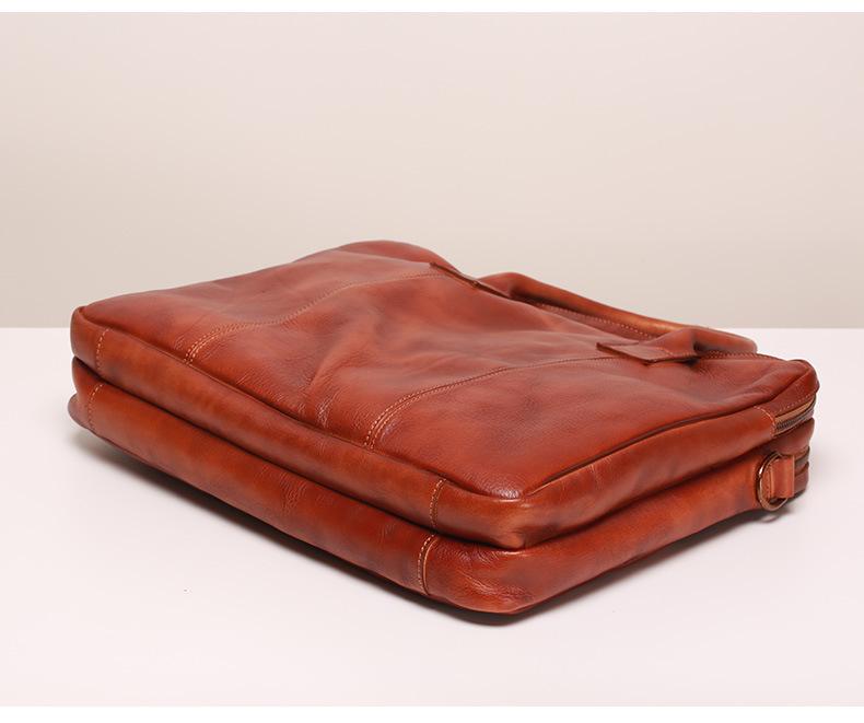 Men's Retro Genuine Leather Multi-Compartment Briefcase and Backpack