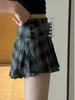 American Retro Plaid Pleated Mini Skirt - Korean Style Spring/Autumn Spicy Girl Academy Look