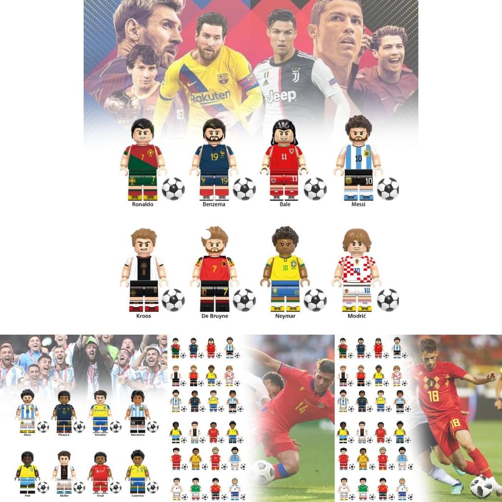 Colorful Football Star Wooden Minifigure Building Blocks Set For Kids With 50-100 Pieces