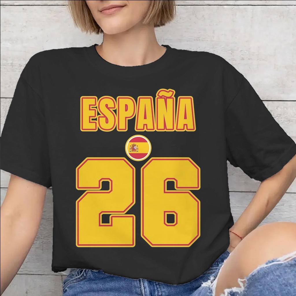 Spain Football 2026 Graphic Printing T Shirts for Unisex Unisex 100 Cotton Tee Shirt Clothing