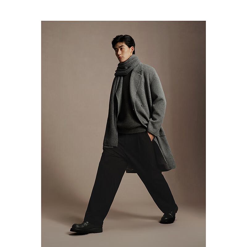 PEACEBIRD Men's Double-Sided Wool Blend Long Overcoat