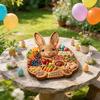 2026 Easter Bunny Rabbit-Shaped Wooden Charcuterie Board Cute Rabbit-Delhi Board with Compartments for Serving Snacks