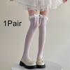 1Pair Lolita Long Tube Nylon Spring and Summer Over The Knee Thin Bow Girl's Lace
