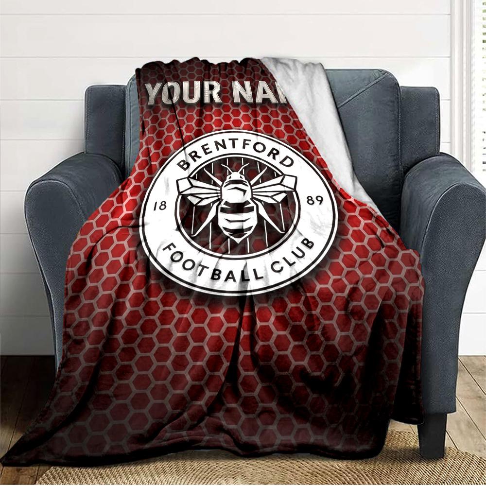 Name Custom Brentford FC Print Flannel Blanket High Quality Warm Comfortable Cover for All Seasons Perfect for Gifts Home Decor