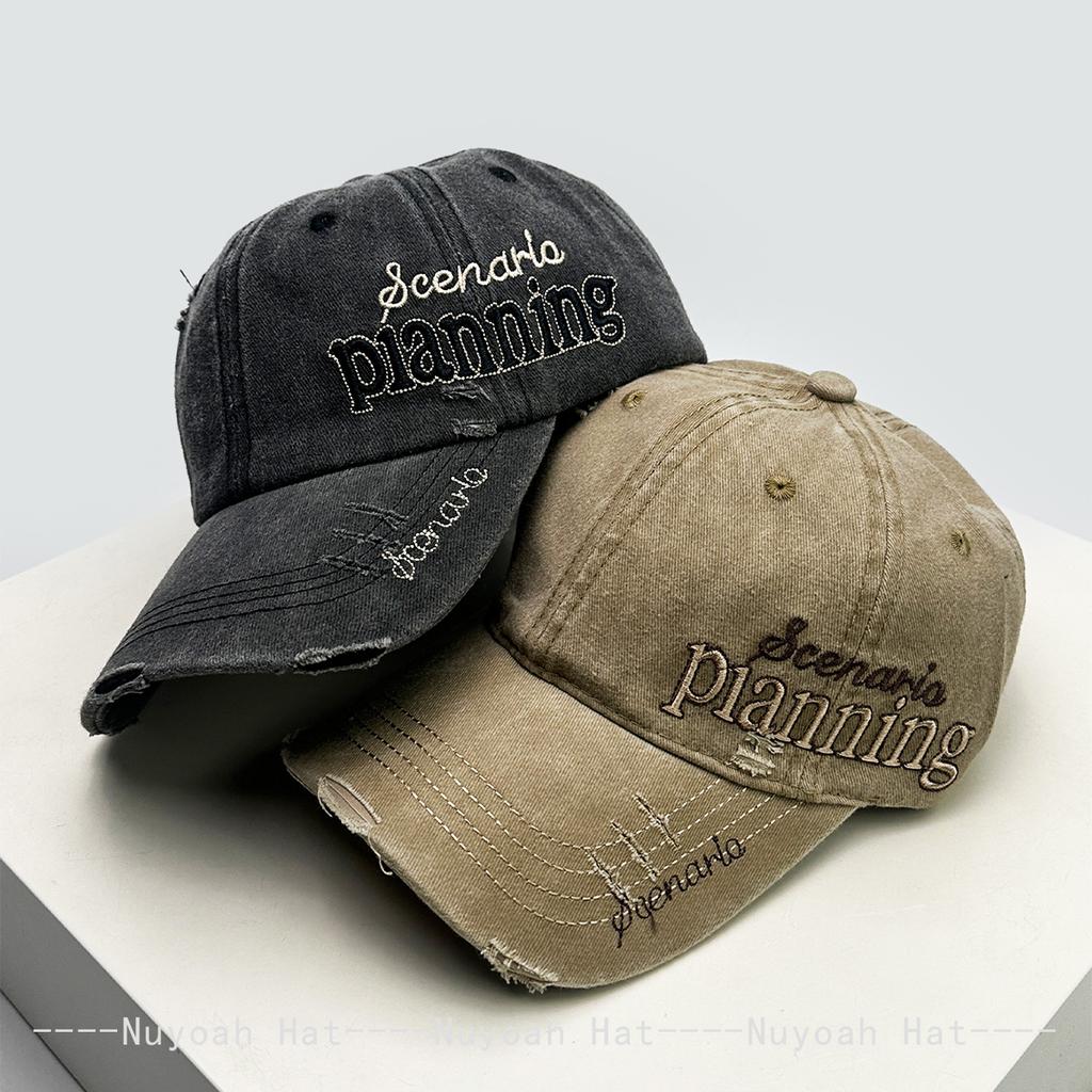 Baseball Stitching Stitched Embroidered Alphabet Side Women  Men Her Him For Fresh Caps Peaked Hats Sunshade Broken Style Versatile Personal Retro