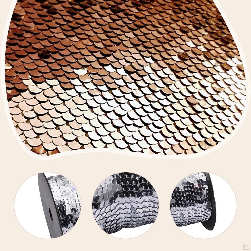 And Easy-to-Use Paillette Flat Trim Strips, 6mm Wide, Ribbon Roll for Crafts, Sewing, Costume