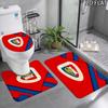 3pcs Piast Gliwice Pattern Flannel Nonslip Absorbent Washable Decorative Bathroom Home Toilet Seat Cover Mat