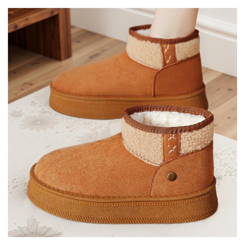 Bomullsskor för kvinnor, Varma snökängor, Mellansulskängor, Köldbeständiga och bekväma damstövlar med tjock sammet bomullskängor